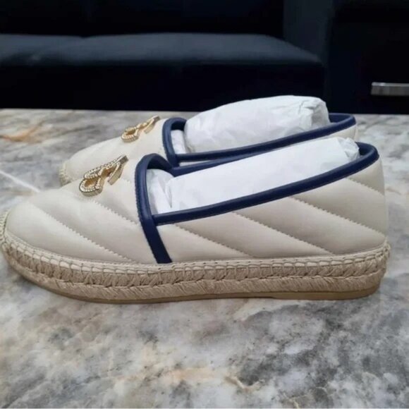 Authentic NEW GUCCI Nappa Matelasse GG Marmont Espadrilles 35.5 Cream US 5 - Picture 4 of 4